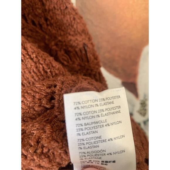 Anthropologie Pilcro Small Luna Pointelle Knit Tunic Sweater XS Cedar Orange - Picture 6 of 7